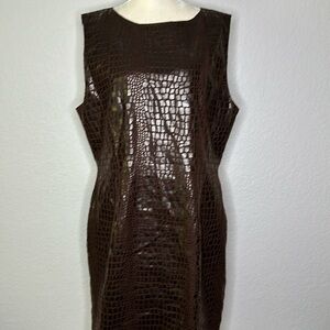 Selene Sport Dark Brown Lux Animal Print Sleeveless Shift Dress XL
